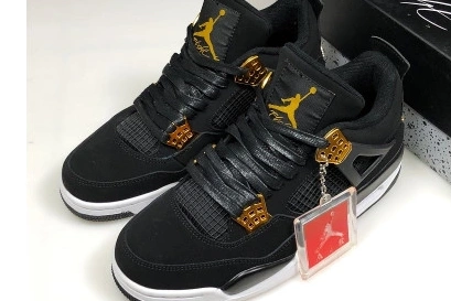 Hyperoad BLACK JORDAN 4 AIR METALLIC MENS GOLD-WHITE “ROYALTY” 0916